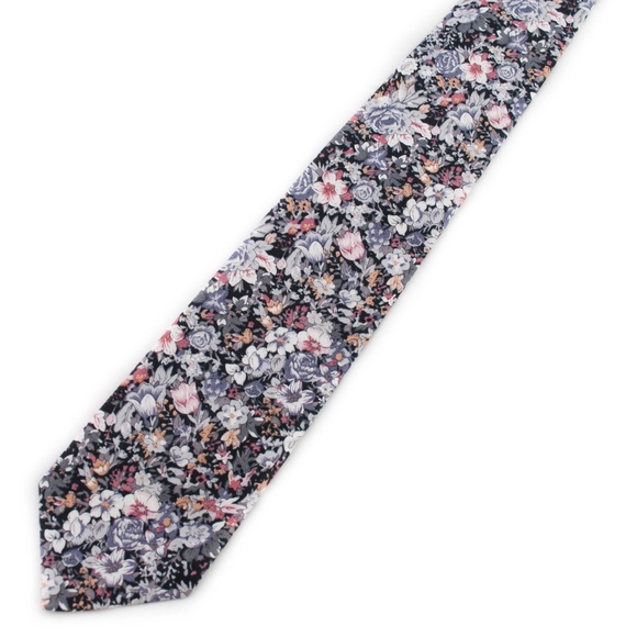 Groomsland Other - Men's Retro Style Black Floral Necktie